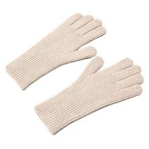 Gants unisexes tricotés beiges pour téléphone avec découpes pour les doigts