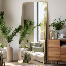 Ganzkörperspiegel 180 x 76 cm, großer Stand- und Wandspiegel, für Schlafzimmer, Wohnzimmer, Flur & Eingangsbereich, gold
