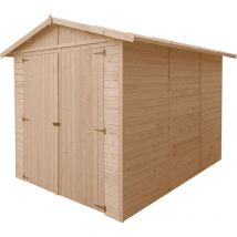 GARAGE en bois 6 m² - extérieures H222 x 320 x 244 cm - Construction de panneaux en bois naturel - TIMBELA M105