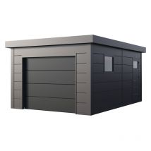 Garage en métal Telluria 3654 anthracite 19,3m² Noir Galvanisé, 0,9 mm Épaisseur de paroi 358 x 538 cm