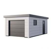 Garage en métal Telluria 3664 anthracite avec blanc 22,5m² Blanc Galvanisé, 0,9 mm Épaisseur de paroi 358 x 628 cm
