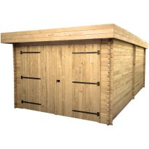 Garage con vassoio in acciaio 21,46 m2 in legno naturale - do 3160 p Habrita
