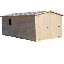 Garage in legno 15 m2 - esterne A222x516x324 cm - in pannelli in legno naturale - Capanno da giardino – Rimessa auto e attrezzi Timbela M101