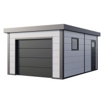 Garage métallique Telluria 3654 blanc 19,3m Blanc Galvanisé, 0,9 mm Épaisseur de paroi 358 x 538 cm