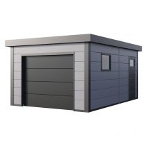 Garage métallique Telluria 3654 gris clair 19,3m Gris Galvanisé, 0,9 mm Épaisseur de paroi 358 x 538 cm