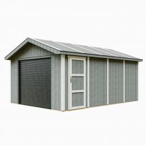 Timbela - Garage Premium Qualität 17 m²- L378xB530 cm- Garage für Autos, Motorräder, Fahrräder, Gartengeräte - Konstruktion aus lp Smartside-Panels