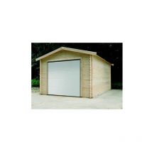 Garage traditionnel en bois 16,20 m² avec porte motorisée, Toiture Shingle vert