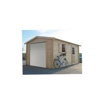 Garage traditionnel en bois 17,07 m² avec porte motorisée, Toiture Shingle rouge