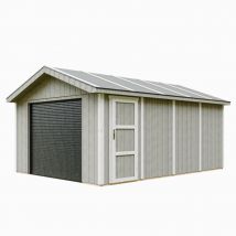 Timbela - Garaje de calidad premium 17 m²- L378xL530 cm - garaje para autos, motos, bicicletas, máquinas de jardinería - Construcción con paneles lp