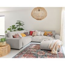 Garance - canapé modulable d'angle gauche - 5 places - en velours côtelé - gris clair