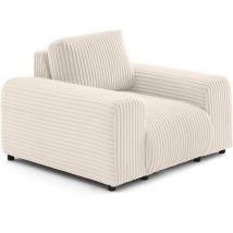 Garance - fauteuil en velours côtelé grosses côtes - blanc