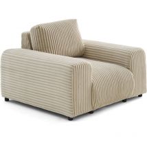 Garance - fauteuil en velours côtelé grosses côtes - beige
