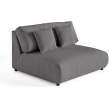 Garance - module d'assise 2 places sans accoudoirs - en velours côtelé - gris foncé