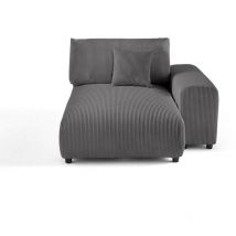 Garance - module d'assise méridienne droit - en velours côtelé - gris foncé