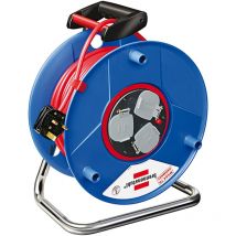 Brennenstuhl - Bretec 3-Way Socket Cable Reel (50M Extension Cable, Ergonomic Hand