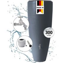 2in1 Wasserbehälter Komplett-Set 300 Liter graphite grey inkl. Chrom-Auslaufhahn und Fallrohranschluss - Garantia