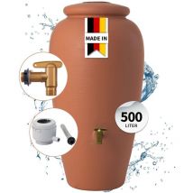 Amphore Komplett-Set 500 Liter terrakotta inkl. Kunststoff-Auslaufhahn und Fallrohranschluss - Garantia