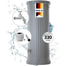 Säulentank Komplett-Set 330 Liter steingrau inkl. Chrom-Auslaufhahn und Fallrohranschluss - Garantia