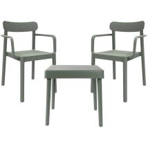 Garbar - alba-elba Fauteuil-Table Intérieur, Extérieur Set 2+1 Gris Verdâtre