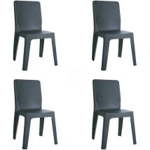 Garbar - iris Chaise Intérieur, Extérieur Set 4 Gris Foncé