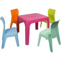 Garbar - jan Chaise-Table Pour Enfants Intérieur, Extérieur Set 4+1 Bleu Ciel/Fuchsia/Orange/Vert Citron/Menthe