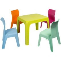 Garbar - jan Chaise-Table Pour Enfants Intérieur, Extérieur Set 4+1 Bleu Ciel/Fuchsia/Orange/Vert Citron/Menthe