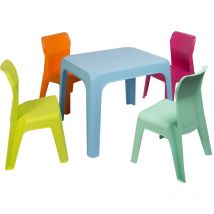 Garbar - jan Chaise-Table Pour Enfants Intérieur, Extérieur Set 4+1 Bleu Ciel/Fuchsia/Orange/Vert Citron/Menthe
