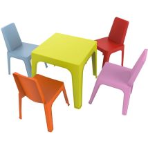 Garbar - julieta Chaise-Table Pour Enfants Intérieur, Extérieur Set 4+1 Bleu Ciel/Rose/Rouge/Orange/Vert Citron