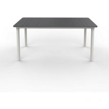Garbar - noa Table Rectangulaire Intérieur, Extérieur 160x90 Pied Blanc - Tableau Gris Foncé
