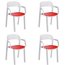 Ona Fauteuil Intérieur, Extérieur Set 4 Blanc - Rouge - Garbar