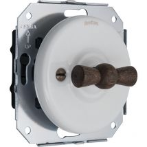 Fontini - garby colonial - Interrupteur Va & Vient Porcelaine Blanche et Manette Bois Hêtre Réf. 31308213