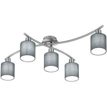 Frankystar - Garda Plafonnier 5 Diffuseurs en Tissu Gris l. 75Cm + 44,2Cm
