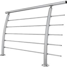 Metalenstock - Garde corps inox 304 en kit à 5 barres à la française longueur 4,5 m poteaux cintrés