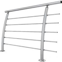 Metalenstock - Garde corps inox 304 en kit à 5 barres à la française longueur 7,5 m poteaux cintrés