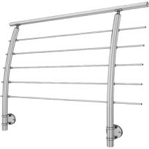 Metalenstock - Garde corps inox 304 en kit à 5 barres à l'anglaise longueur 1,5 m poteaux cintrés