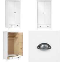 Vidaxl - Garde-robe à 2 portes Hill Blanc 89x50x170cm Bois de pin solide - Garderobe - Armoire - Meuble De Rangement - Dressing - Commode - Home &