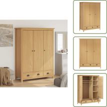 Garde-robe à 3 portes Hill 127x50x170 cm Pin solide - Garderobe - Armoire - Meuble De Rangement - Dressing - Commode