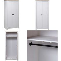 Vidaxl - Garde-robe Blanc 80x50x171,5 cm Pin massif Assortiment Panama - Garde-robe Blanche - Armoire à Vêtements - Meuble Rangement - Dressing Blanc