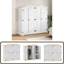 Vidaxl - Garde-robe Corona blanc 194x52x186 cm bois de pin massif - Garde Robe - Meuble Rangement - Placard - Armoire Bois - Armoire Blanche