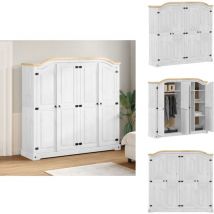 Vidaxl - Garde-robe Corona blanc 194x52x186 cm bois de pin massif - Garde Robe - Meuble Rangement - Placard - Armoire Bois - Armoire Blanche