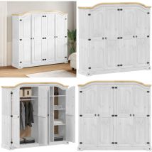 Vidaxl - Garde-robe Corona blanc 194x52x186 cm bois de pin massif - Garde Robe - Meuble Rangement - Placard - Armoire Bois - Armoire Blanche - Home &