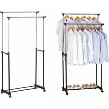 Brixo - Garde-robe haute instruite avec un support à double réglage en hauteur avec des roues