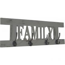 Garde-robe murale Family, planche vestiaire, style shabby, vintage, 60x20cm, gris