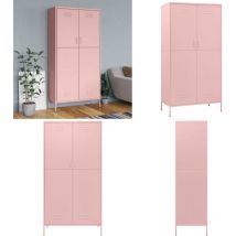 Vidaxl - Garde-robe Rose 90x50x180 cm Acier - Armoire - Meuble De Rangement - Placard - Dressing - Wardrobe - Home & Living