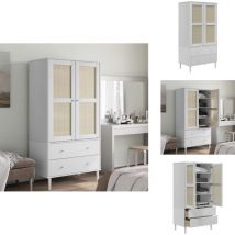 Vidaxl - Garde-robe senja aspect rotin blanc 90x55x175cm bois massif pin - Meuble De Rangement - Armoire Blanche - Dressing Moderne - Meuble Design