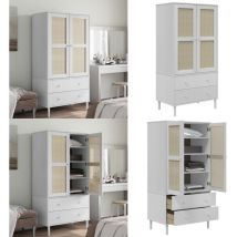 Vidaxl - Garde-robe senja aspect rotin blanc 90x55x175cm bois massif pin - Meuble De Rangement - Armoire Blanche - Dressing Moderne - Meuble Design