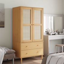 Torana - Garde-robe senja aspect rotin marron bois massif de pin