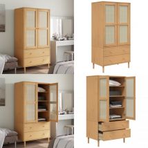 Vidaxl - Garde-robe senja aspect rotin marron bois massif de pin - Meuble De Rangement - Armoire - Dressing - Meuble Bois - Commode - Home & Living
