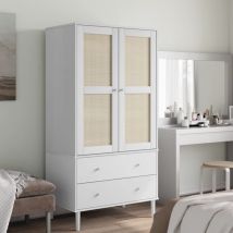 Design In - Garde-robe,Armoire de Rangement senja aspect rotin blanc 90x55x175cm bois massif pin CFW91425