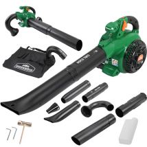 Aspirafoglie 4 in 1 a Benzina Velocità di Aspirazione 90m/s Sacco di Raccolta 45L incl. Attrezzi Soffiatore Foglie Trituratore Aspirapolvere da